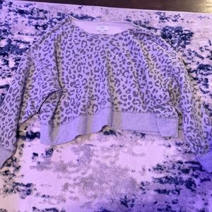 Cheetah print off the shoulder cropped sweater
